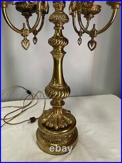 Vintage Hollywood Regency MCM 5 Globe Ornate Table Lamp 4 Arm / 5 Light