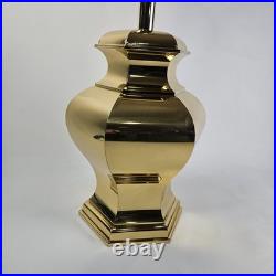 Vintage Hollywood Regency Polished Brass Ginger Jar Table Lamp Gold Hex Base