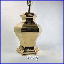 Vintage Hollywood Regency Polished Brass Ginger Jar Table Lamp Gold Hex Base