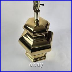 Vintage Hollywood Regency Polished Brass Ginger Jar Table Lamp Gold Hex Base