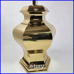 Vintage Hollywood Regency Polished Brass Ginger Jar Table Lamp Gold Hex Base