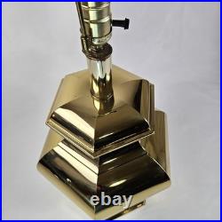 Vintage Hollywood Regency Polished Brass Ginger Jar Table Lamp Gold Hex Base