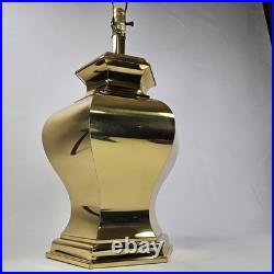 Vintage Hollywood Regency Polished Brass Ginger Jar Table Lamp Gold Hex Base