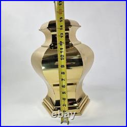 Vintage Hollywood Regency Polished Brass Ginger Jar Table Lamp Gold Hex Base