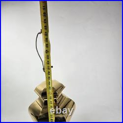 Vintage Hollywood Regency Polished Brass Ginger Jar Table Lamp Gold Hex Base