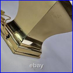 Vintage Hollywood Regency Polished Brass Ginger Jar Table Lamp Gold Hex Base