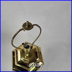 Vintage Hollywood Regency Polished Brass Ginger Jar Table Lamp Gold Hex Base