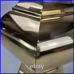 Vintage Hollywood Regency Polished Brass Ginger Jar Table Lamp Gold Hex Base