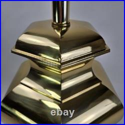 Vintage Hollywood Regency Polished Brass Ginger Jar Table Lamp Gold Hex Base