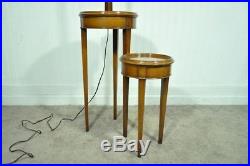 Vintage Hollywood Regency Solid Wood Two Tier Step Up Floor Lamp Side End Table