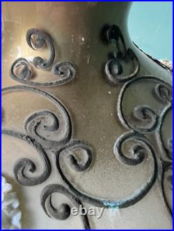 Vintage Hollywood Regency Table Lamp Ornate Unique Rams Head Horns Claws Floral