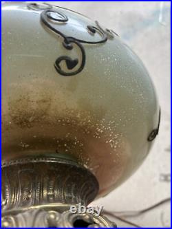 Vintage Hollywood Regency Table Lamp Ornate Unique Rams Head Horns Claws Floral