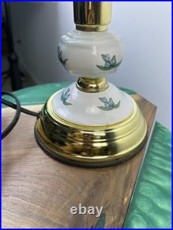 Vintage Hollywood Regency Table Lamp Segmented Curved Glass Shade 3- Way Touch