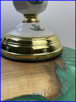 Vintage Hollywood Regency Table Lamp Segmented Curved Glass Shade 3- Way Touch