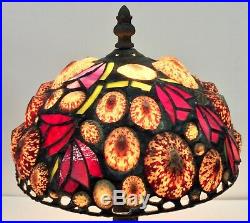 Vintage Hoosin Lampworks Tiffany-Style Seashells/Red Floral Table Lamp, 1997