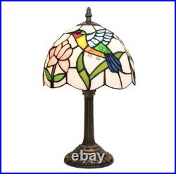 Vintage Hummingbird Stained Glass Table Lamp Tiffany Style Bedside Light Decor