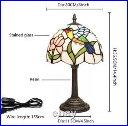 Vintage Hummingbird Stained Glass Table Lamp Tiffany Style Bedside Light Decor