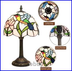 Vintage Hummingbird Stained Glass Table Lamp Tiffany Style Bedside Light Decor