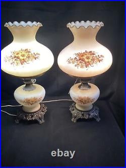 Vintage Hurricane Parlor Electric Table Lamp Gone With The Wind Set Of 2
