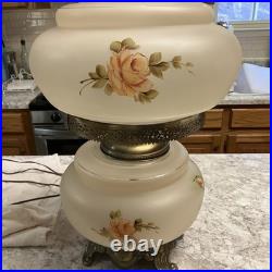 Vintage Hurricane Style 3 WAY Electric Table Lamp (Approx. 23 H) Rose Decor