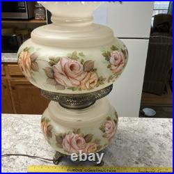 Vintage Hurricane Style 3 WAY Electric Table Lamp (Approx. 23 H) Rose Decor