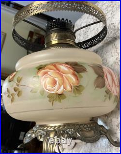 Vintage Hurricane Style 3 WAY Electric Table Lamp (Approx. 23 H) Rose Decor