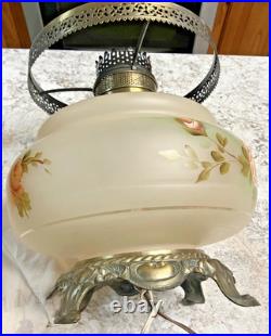 Vintage Hurricane Style 3 WAY Electric Table Lamp (Approx. 23 H) Rose Decor