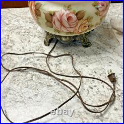 Vintage Hurricane Style 3 WAY Electric Table Lamp (Approx. 23 H) Rose Decor