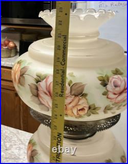 Vintage Hurricane Style 3 WAY Electric Table Lamp (Approx. 23 H) Rose Decor Vintage Hurricane Style 3 WAY Electric Table Lamp (Approx. 23 H) Rose Decor