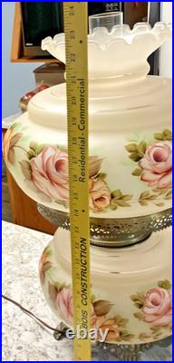 Vintage Hurricane Style 3 WAY Electric Table Lamp (Approx. 23 H) Rose Decor