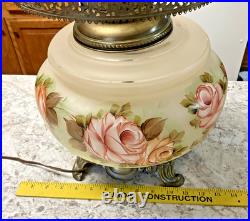 Vintage Hurricane Style 3 WAY Electric Table Lamp (Approx. 23 H) Rose Decor Vintage Hurricane Style 3 WAY Electric Table Lamp (Approx. 23 H) Rose Decor
