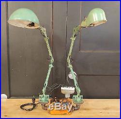 Vintage Industrial Articulating Desk Lamp-Work Bench Task Light w Charge Station