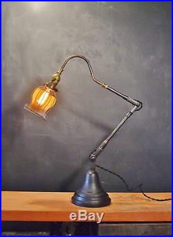 Vintage Industrial Desk Lamp Machine Age Task Light Cast Iron Steampunk