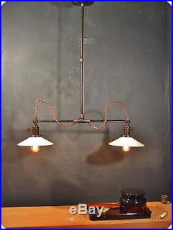 Vintage Industrial Double Shade Ceiling Sconce Machine Age Pendant Lamp Light