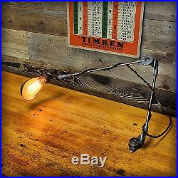 Vintage Industrial McCrosky Workbench Table Drafting Desk Lamp Hubbell Shade