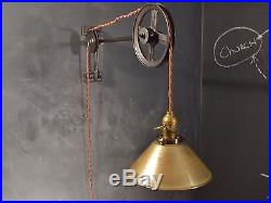 Vintage Industrial Pulley Light Wall Sconce Lamp Steampunk Drafting Pool Table