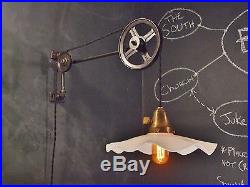 Vintage Industrial Pulley Light Wall Sconce Lamp Steampunk Drafting Pool Table