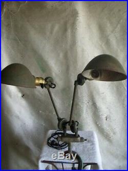 Vintage Industrial Rare Double Edon Lamp Steampunk Oc White Era Machine Age