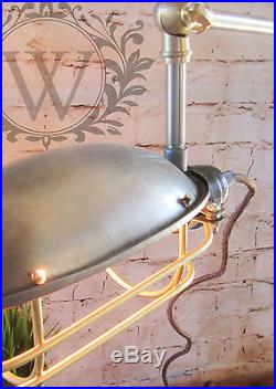 Vintage Industrial Retro Style Old Pipe Desk Table Lamp Light adjustable Caged