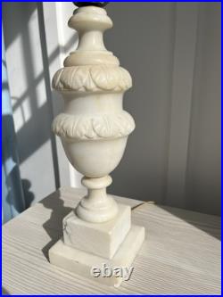 Vintage Italian Alabaster Table Lamp Hand Carved Urn Made in Italy Mid-Century