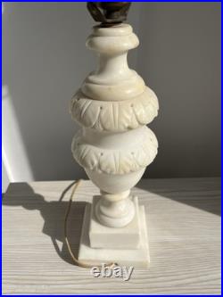 Vintage Italian Alabaster Table Lamp Hand Carved Urn Made in Italy Mid-Century