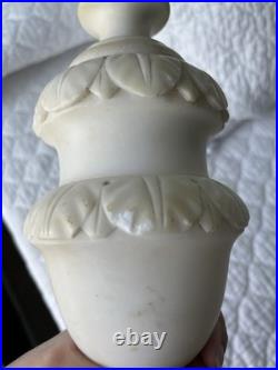 Vintage Italian Alabaster Table Lamp Hand Carved Urn Made in Italy Mid-Century