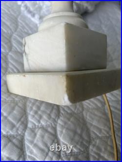Vintage Italian Alabaster Table Lamp Hand Carved Urn Made in Italy Mid-Century