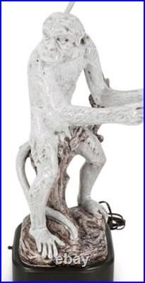 Vintage Italian Majolica Monkey Table Lamp H X 17 Dia 8.5