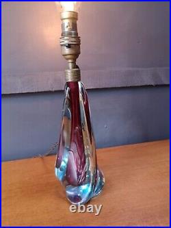 Vintage Italian Murano Sommerso Twin Colour Glass & Brass Table Lamp