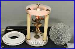 Vintage JB Hirsche Art Deco Dancing Pixie Alabaster/Glass Table Lamp