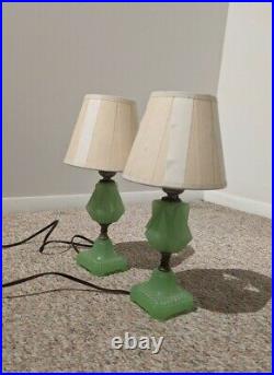 Vintage Jadeite table lamps pair