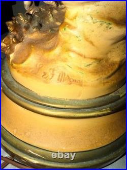 Vintage L & F Moreau Style Figural Table Lamp Two Dancing Women Gold Tone