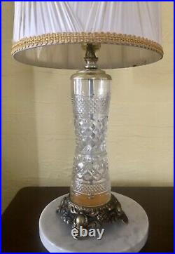 Vintage L&L Hollywood Regency Crystal & Brass Lamp