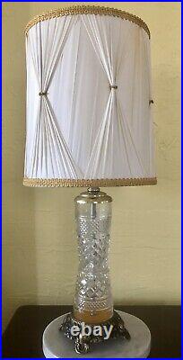 Vintage L&L Hollywood Regency Crystal & Brass Lamp